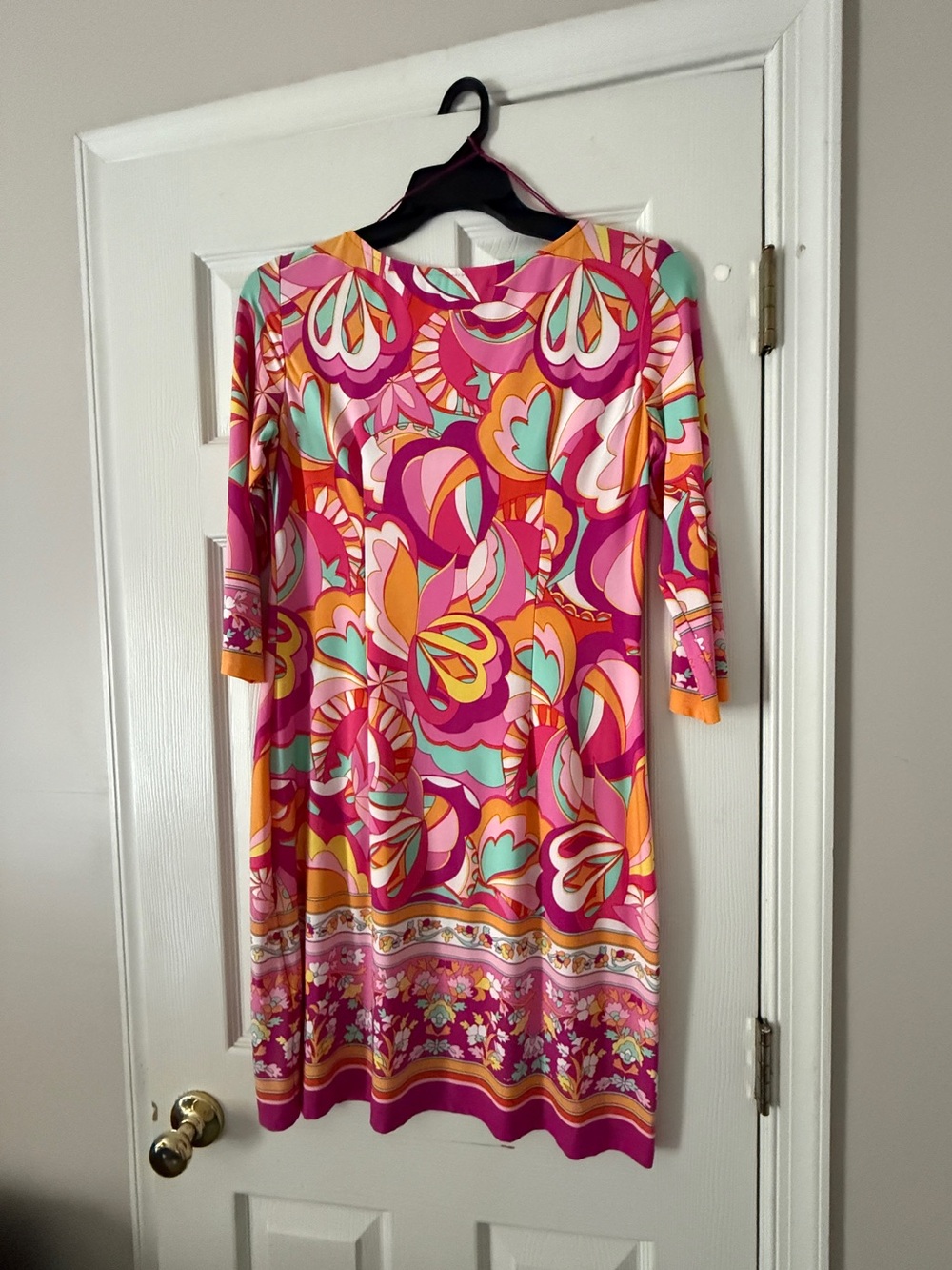 London Times Pink Multicolor Retro Floral Midi Dress
